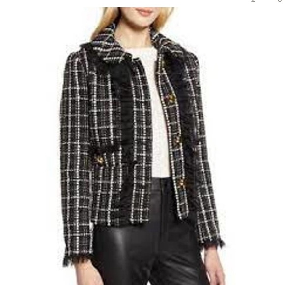 NEW Halogen x Atlantic Pacific Plaid Tweed Blazer Med